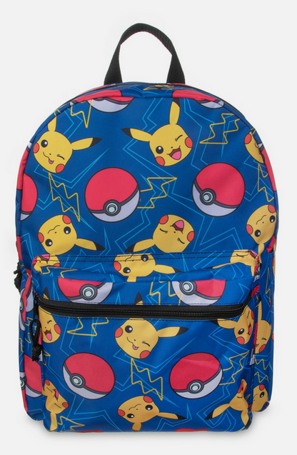 Pokemon Pikachu & Pokeball All Over Print 16" Backpack, School Book Bag