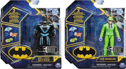 DC Comics Batman 4-inch Batman and The Riddler Action Figures with 6 Mystery Accessories, Kids Toys for Boys Aged 3 and up