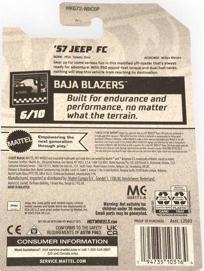 Hot Wheels '57 Jeep FC, Baja Blazers 6/10 [Blue] 218/250