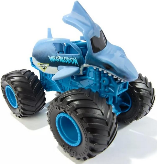 Monster Jam Megalodon Smash & Bash Die-Cast Monster Truck – Real Action Crash Reset Vehicle