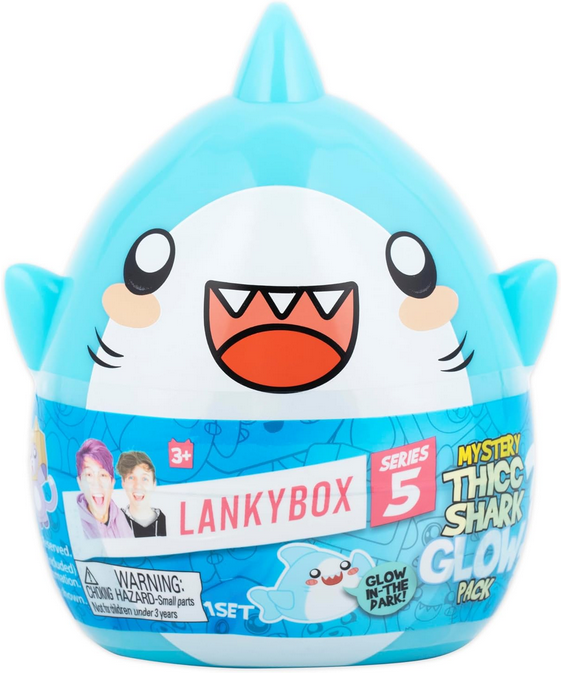 LankyBox Mystery Thicc Shark Glow Pack Mystery Thicc Shark Glow Pack with 5 Exciting Toys to Discover Inside, Officially Licensed LankyBox Merch