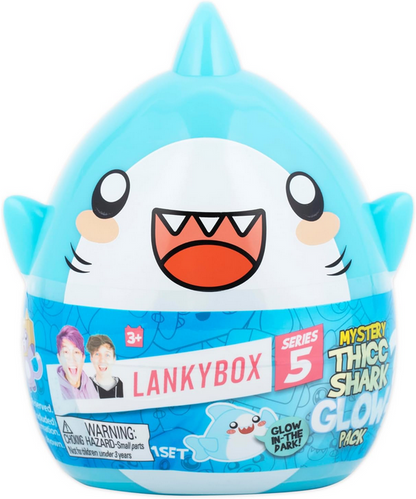 LankyBox Mystery Thicc Shark Glow Pack Mystery Thicc Shark Glow Pack with 5 Exciting Toys to Discover Inside, Officially Licensed LankyBox Merch
