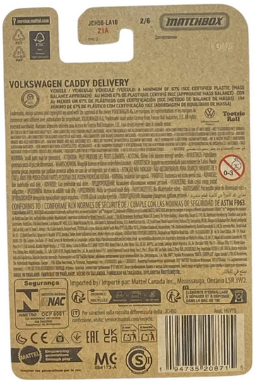 Matchbox Candy Volkswagen Caddy Delivery Diecast Car (Tootsie Roll) 3/5