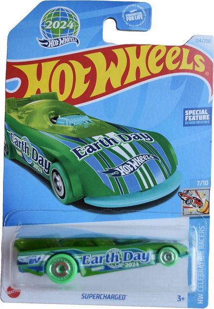 Hot Wheels Supercharged (Green) Earth Day 124/250 HW Celebration Racers 7/10