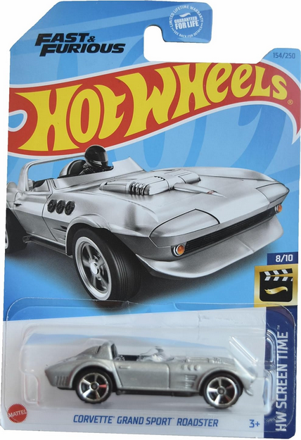 Hot Wheels Corvette Grand Sport Roadster [Silver] 154/250 HW Screen Time 8/10