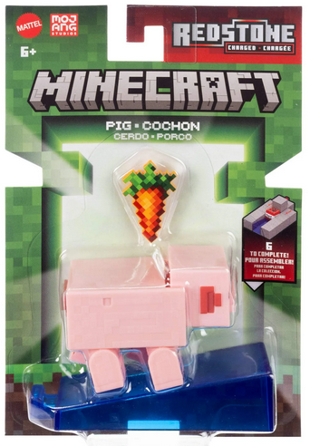 Minecraft Pig Action Figure & Accessory Set, 3.25-inch Scale Collectible Toy with Building Piece