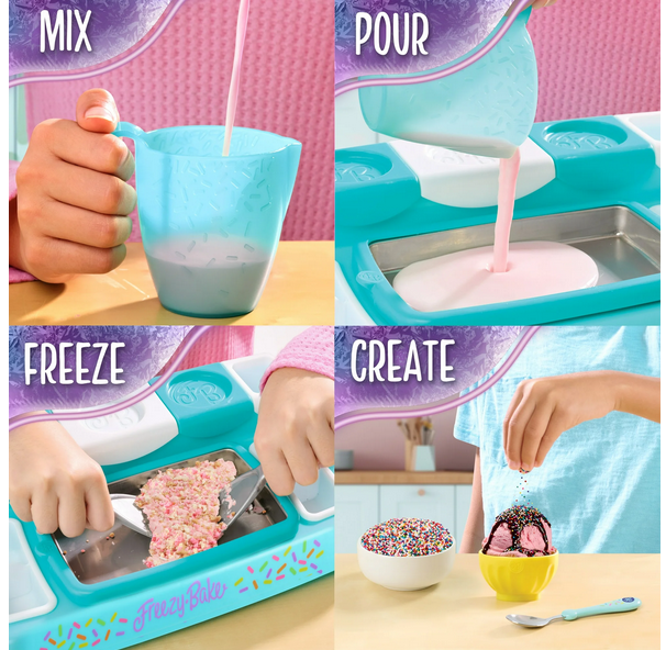 Freezy Bake by Easy-Bake Strawberry Ice Cream Mix - Strawberry Shortcake and Strawberry Delight, Kids Ages 8+