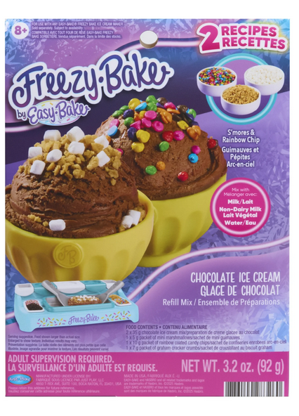 Freezy-Bake Chocolate Ice Cream Mix - S'mores and Rainbow Chip, Kids Ages 8 and up