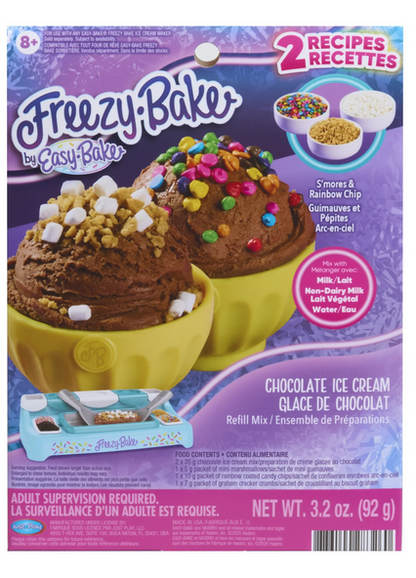 Freezy-Bake Chocolate Ice Cream Mix - S'mores and Rainbow Chip, Kids Ages 8 and up