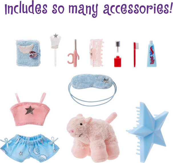 Bratz Slumber Party Cloe Fashion Doll with 2 Sets of Pajamas, Plush, and Accessories