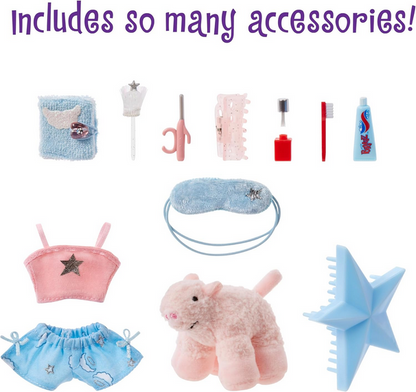 Bratz Slumber Party Cloe Fashion Doll with 2 Sets of Pajamas, Plush, and Accessories