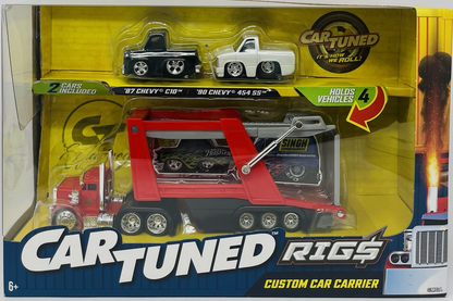 Car Tuned Rigs Custom Car Carrier w/ 2 Vehicles ‘87 Chevy C10 & ‘90 Chevy 454 SS