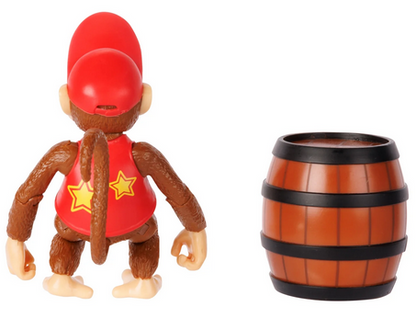 Nintendo 4 inch Diddy Kong Action Figure with Iconic Donkey Kong Barrel Accessory