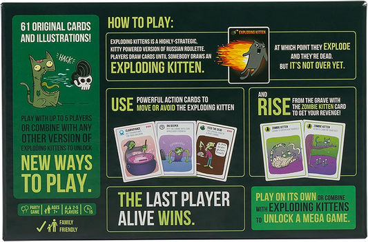 Exploding Kittens Zombie Kittens 2-5 Players - Ages 7+ - 15 Minutes to Play - High Stakes Zombie Card Game - Party Game, Family Game Night, Kid and Adult Card Game