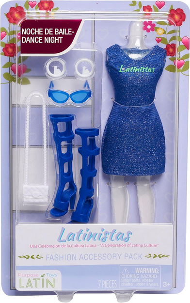 Latinistas Fashion Pack “Dance Night” 7 Piece Outfit and Accessories for 11.5-inch Tall Latinistas Dolls