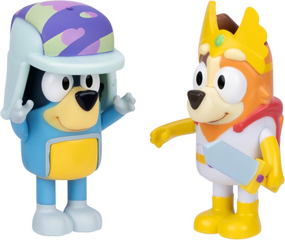 Bluey Fairytale Action Figure Set of 2, Articulated Character Toys with Superhero Chilli and Retro Hat Bandit