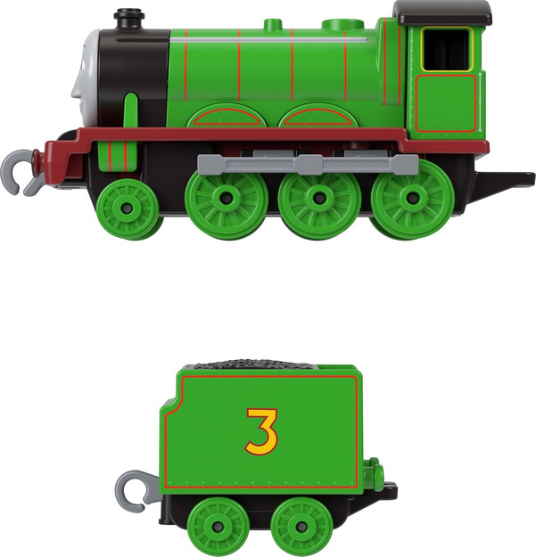 Thomas & Friends Henry Engine & Cargo Car by Fisher-Price Train, Large Push-Along Die-Cast from The Classic & All Engines Go Series, for Preschoolers