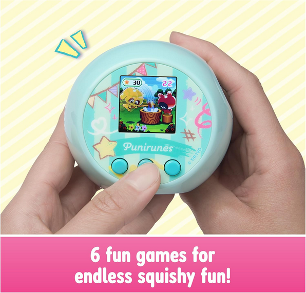 Punirunes, Interactive Digital Toy with 55 Squishy Characters Inside, Reacts to Touch, Color Display, Kids Toys for Ages 5 and up