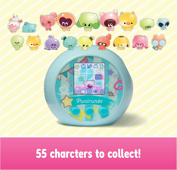 Punirunes, Interactive Digital Toy with 55 Squishy Characters Inside, Reacts to Touch, Color Display, Kids Toys for Ages 5 and up