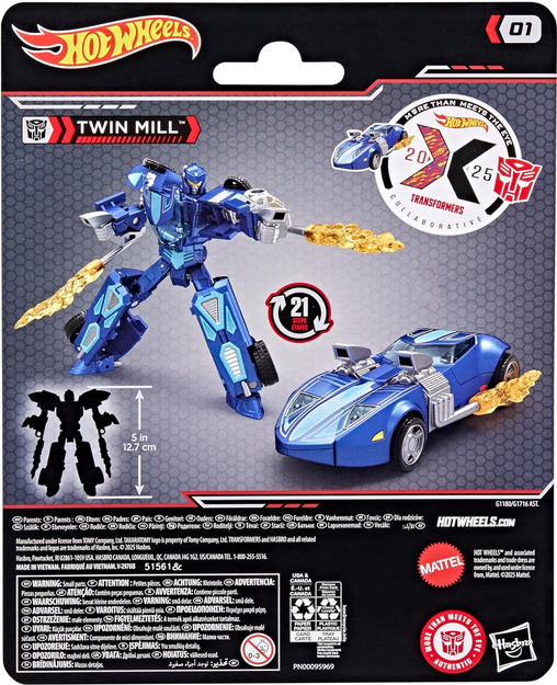 Transformers Collaborative Hot Wheels x Twin Mill, Deluxe Class 5-Inch Robot Action Figure Converts to Racecar, Car Toys for Ages 8+