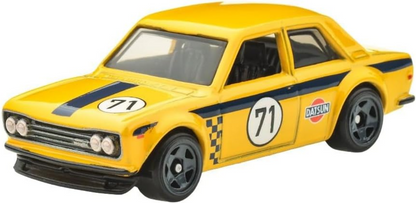 Hot Wheels Silver Series Rally Racers '71 Datsun 510 [Yellow] 4/5, 1:64 Scale Diecast Toy Vehicle