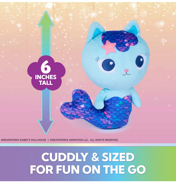 Gabby’s Dollhouse Fairylandia MerCat 6-inch Plush Toy, for Ages 3 and up