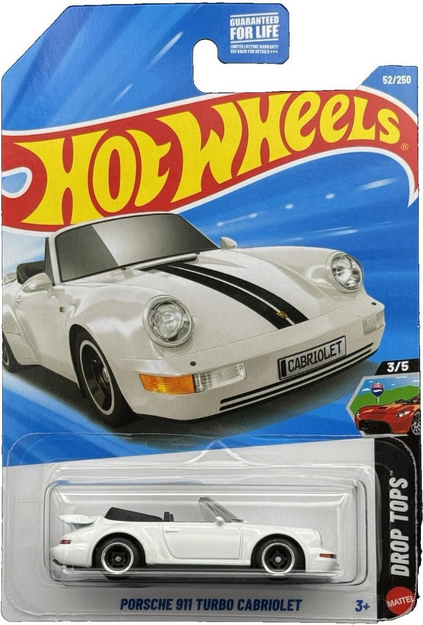 Hot Wheels Porsche 911 Turbo Cabriolet [White] 52/250 Drop Tops 3/5 1:64 Scale