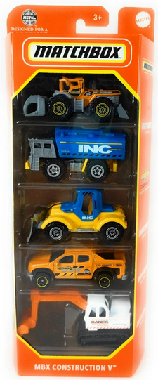 Matchbox MBX Construction VII Play Vehicles, 5 Pack