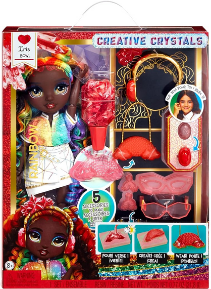 Rainbow High Creative Crystals Iris - Rainbow 11” Fashion Doll with Crystal Accessory Make It Kit, Ring for You, DIY, Crafts, Resin Play, Kids Gift 8+