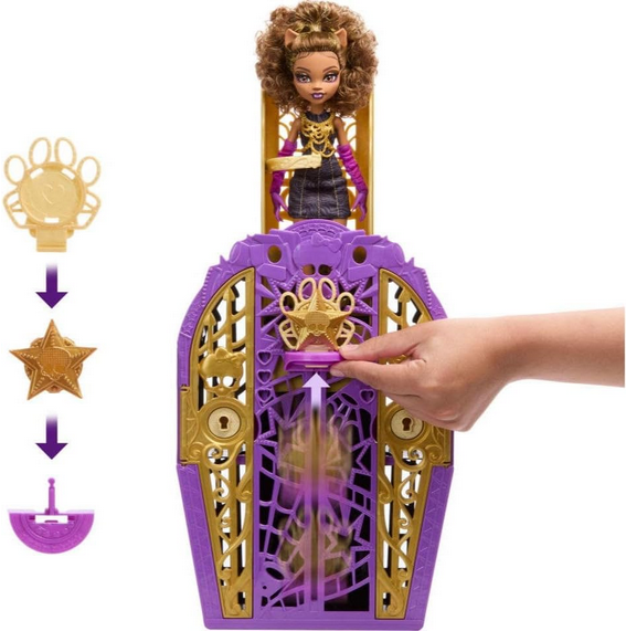 Monster High Skulltimate Secrets Doll and Accessories Set, Hauntlywood Mysteries Clawdeen Wolf with Reveal Closet & 19+ Glam Surprises