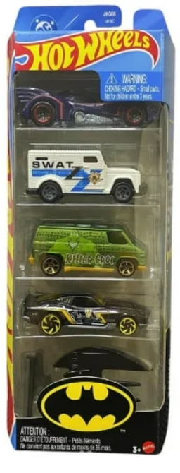 Hot Wheels Vehicle 5-PACK - BATMAN (Batplane, Batmobile, 70s Van, SWAT Truck +1)