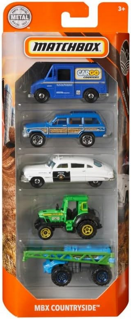 Matchbox MBX Countryside II 5 Pack '89 Jeep Grand Wagoneer - '51 Hudson Hornet - Tractor King - MBX Service Truck -  Rain Maker