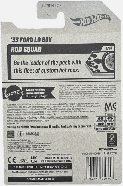 Hot Wheels '33 Ford Lo Boy Blue 119/250 HW Rod Squad 3/10