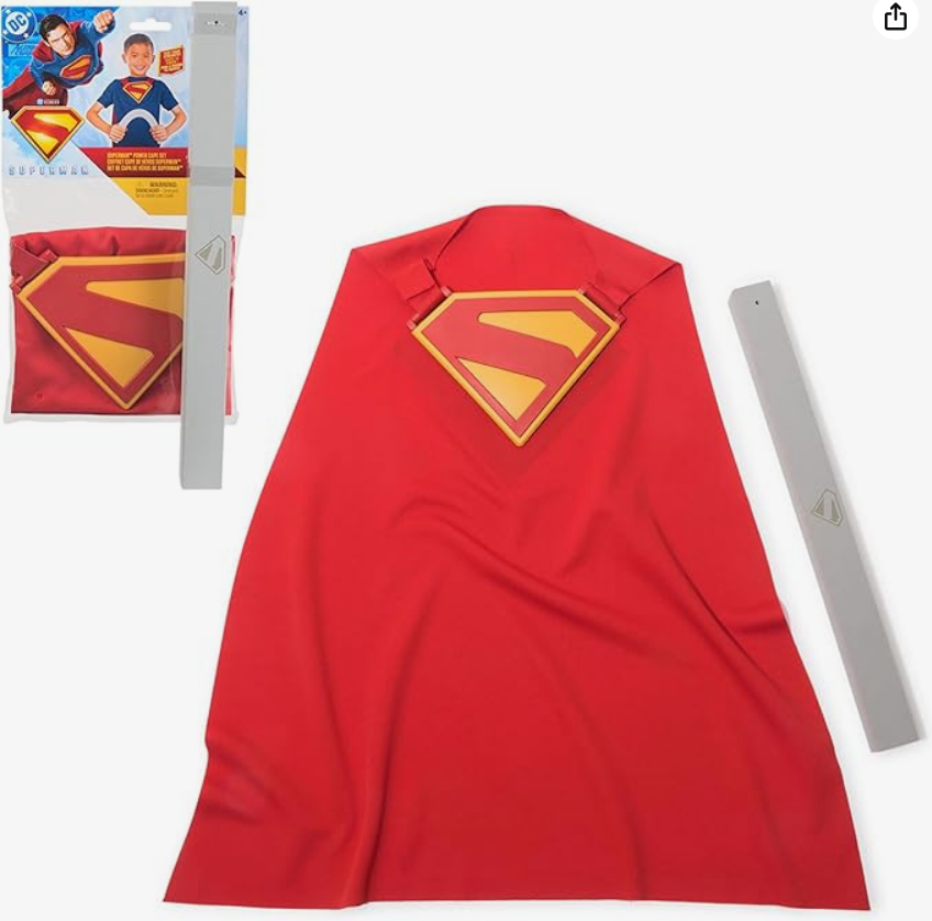 DC Comics, SUPERMAN Power Cape Set, Super Heroes Halloween Costume for Kids with Iconic Chest Plate for Ages 4 and Up