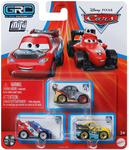 Disney / Pixar Cars Global Racers Cup Die Cast Metal Mini Racers Raoul CaRoule, Max Schnell & Cruz Ramirez Car 3-Pack