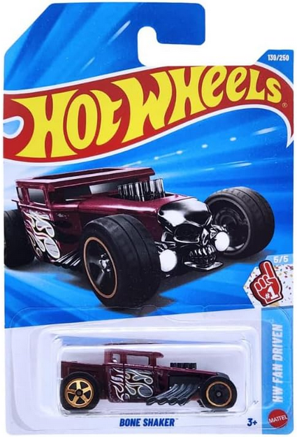 Hot Wheels Bone Shaker Maroon 139/250 Fan Driven 5/5 1:64 Scale