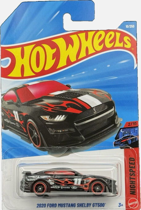 Hot Wheels 2020 Shelby GT500 Black w/ Red Flames #11 10/250 Nightspeed 2/10