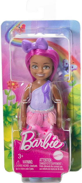 Barbie Dreamtopia Chelsea Royal Doll with Pink Hair, Purple Bow Headband & Colorful Skirt, Small Doll Bends at Waist