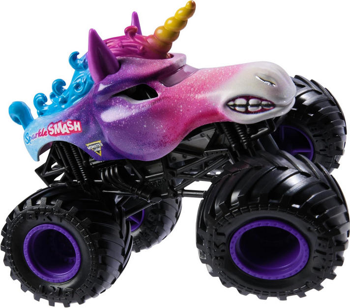 Monster Jam, Official Sparkle Smash Monster Truck, Die-Cast Vehicle, 1:64 Scale, Kids Toys for Boys Ages 3 and up