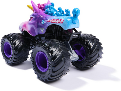 Monster Jam, Official Sparkle Smash Monster Truck, Die-Cast Vehicle, 1:64 Scale, Kids Toys for Boys Ages 3 and up