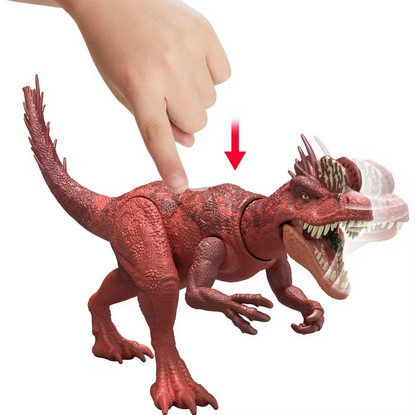 Jurassic World Strike Attack Dilophosaurus Dinosaur Figure, Single Action & Posable, Digital Play