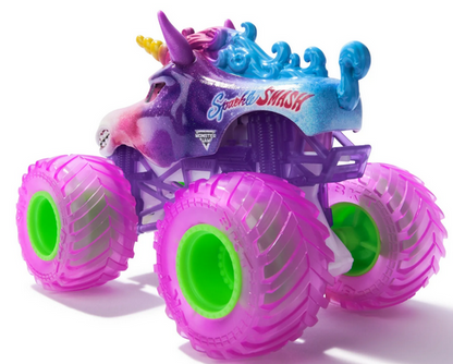 Monster Jam, Official Sparkle Smash Monster Truck, Die-Cast Vehicle, 1:64 Scale, Kids Toys for Boys Ages 3 and up