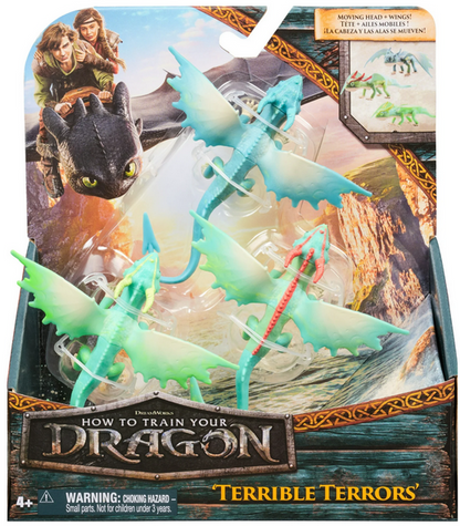 Dreamworks Dragons, How to Train Your Dragon, 3-Pack Terrible Terrors, 4” Dragon Action Figures, Kids Toys for Boys Ages 4 and up