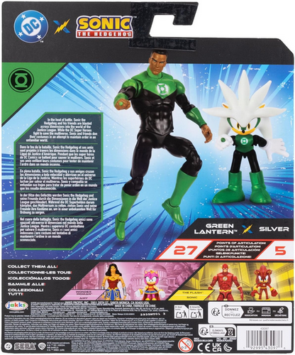 DC X Sonic Collectable Action Figure Multipack Pair of Silver as Green Lantern and Green Lantern Himself! Featuring Multiple Points of Articulation for Action-Packed Posing
