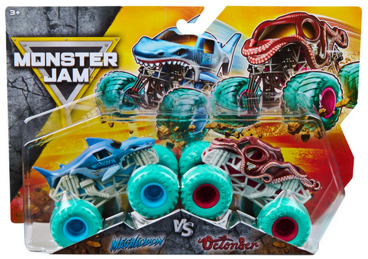 Monster Jam, Megalodon Vs. Octon8r Die-Cast Monster Trucks, 1:64 Scale, Kids Toys for Boys Ages 3 and up
