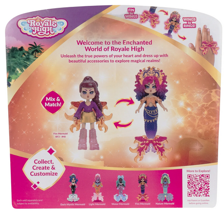 Royale High 3 inch Fire Mermaid Fashion Doll - 1 Figure with 9 Fashion Accessories