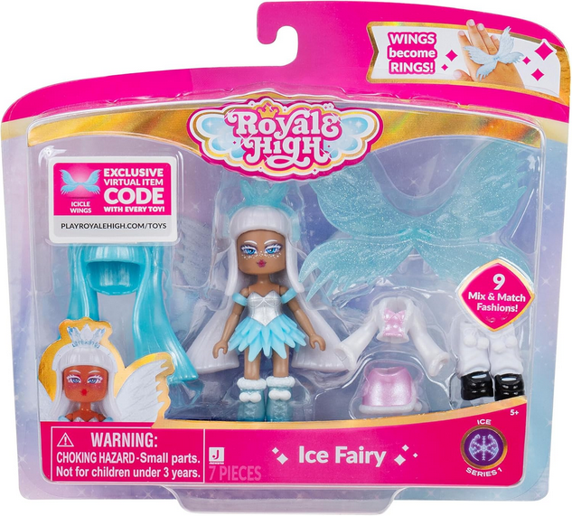 Royale High 3” Ice Fairy Fashion Doll - 1 Figure with 9 Fashion Accessories - Virtual Item Code Included - Series 1 - Ages 5+