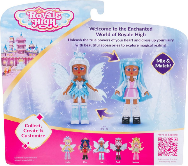 Royale High 3” Ice Fairy Fashion Doll - 1 Figure with 9 Fashion Accessories - Virtual Item Code Included - Series 1 - Ages 5+