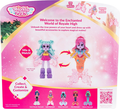 Royale High 3” Light Mermaid Fashion Doll - 1 Figure with 9 Fashion Accessories - Virtual Item Code Included - Series 3 - Ages 5+