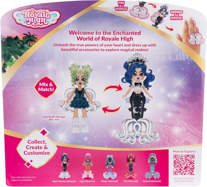 Royale High 3” Dark Mystic Mermaid Fashion Doll - 1 Figure with 9 Fashion Accessories - Virtual Item Code Included - Series 3 - Ages 5+